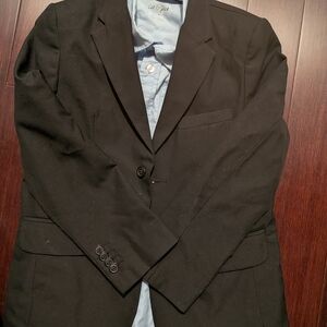 Boys Classic Black Blazer Cat & Jack With A Blue Button Up Shirt